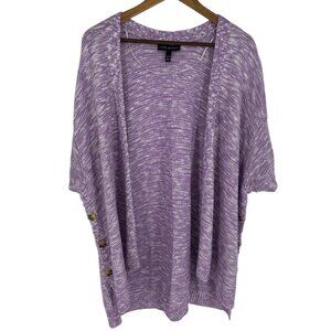 Lane Bryant Purple & White Open Front Cardigan With Button Detail Size 22/24